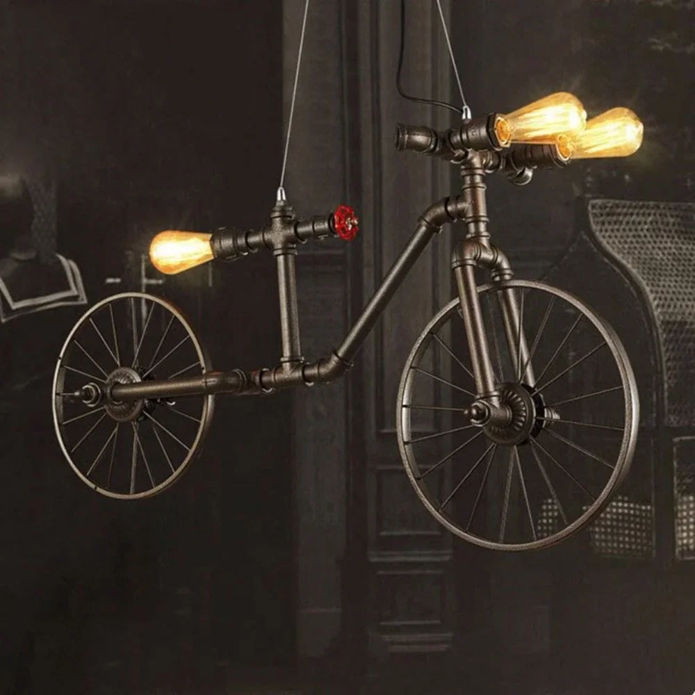 Hanging Bicycle Chandelier / Wall Light Rustic Decor & Industrial Art